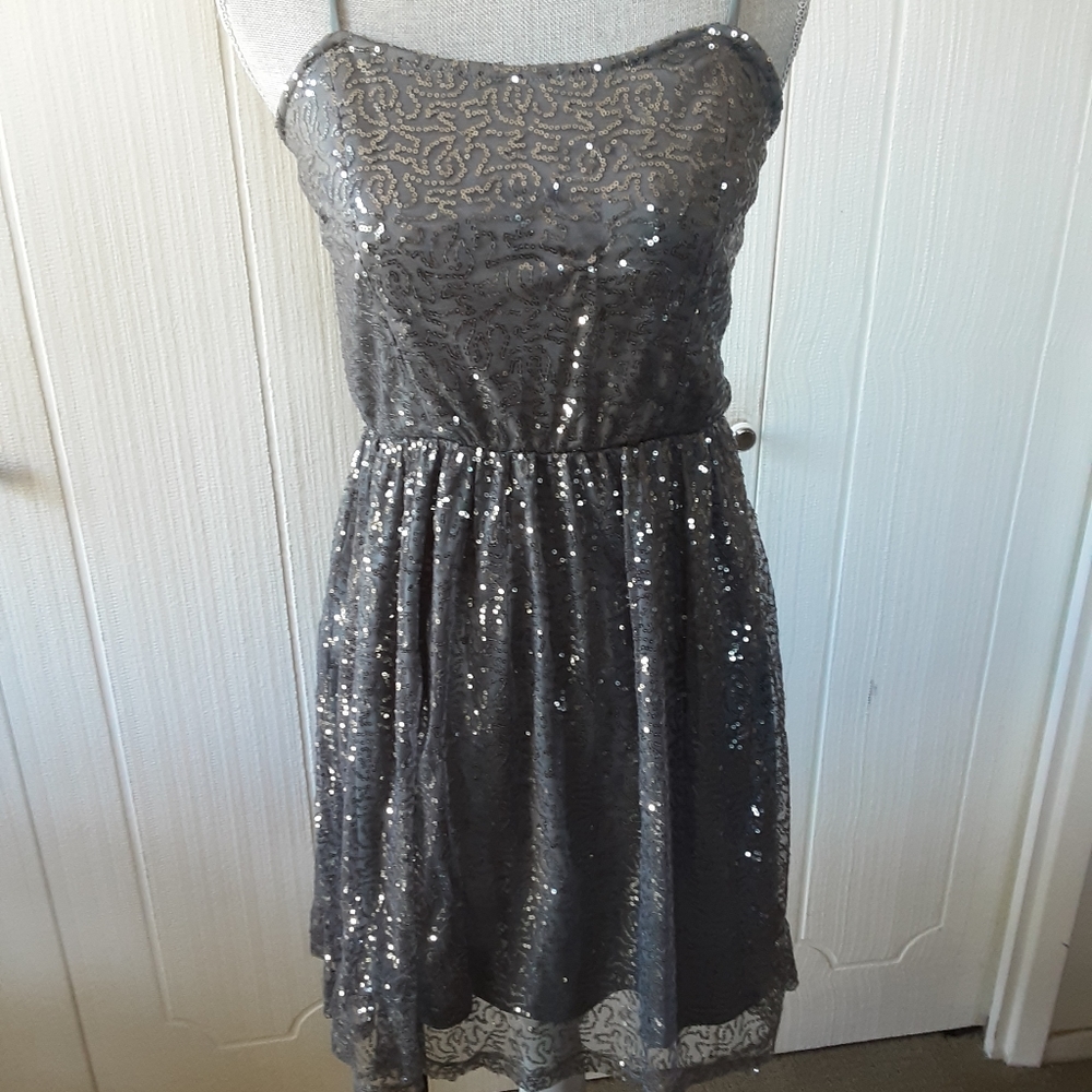 Beautiful silvery flowing dressy dress